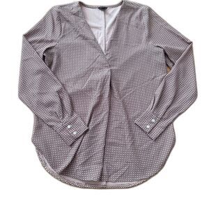 Ann Taylor Dusty Mauve Black Circle Print Blouse Size S Modern Minimalist